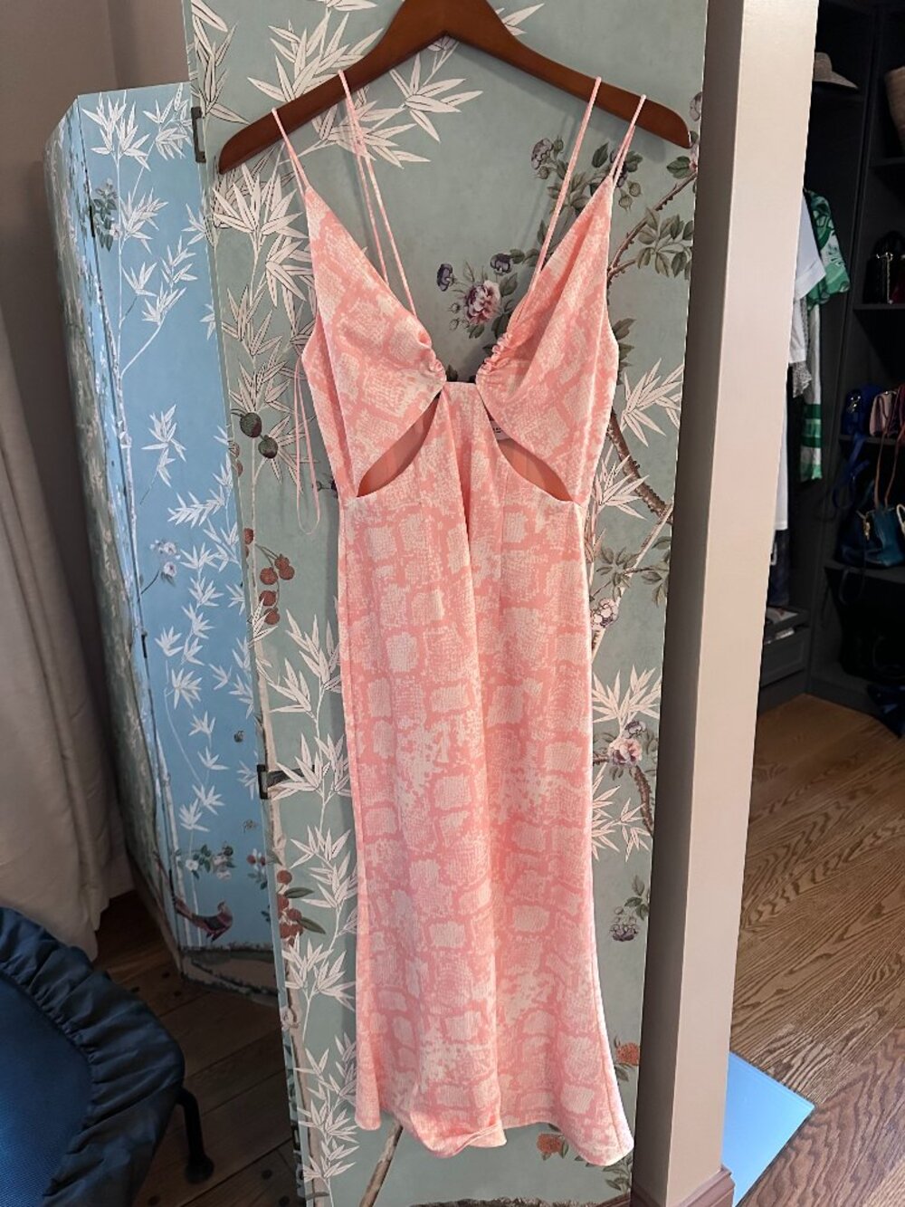 MISHA Lupita Cutout Midi Dress Spaghetti Strap In Snakeskin Print size